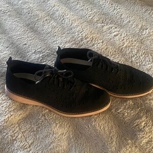 Cole Haan Black Knit Lace up Oxfords with Pink Sole